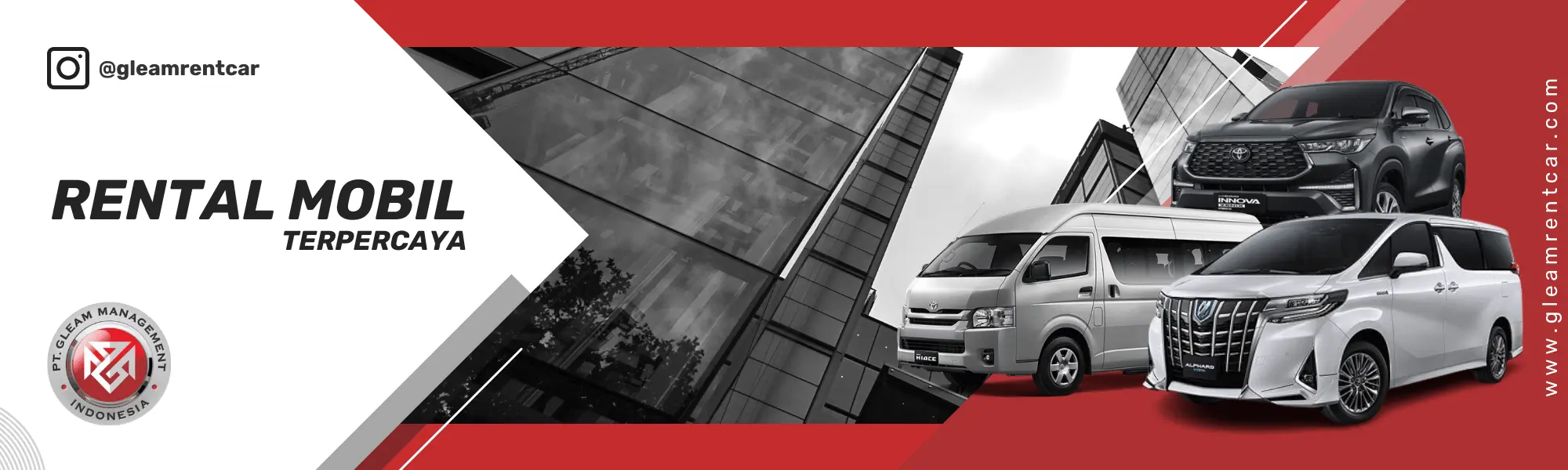 Armada mobil lengkap Gleam Rent Car melayani area Jakarta Utara